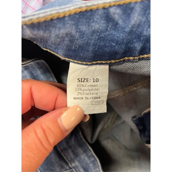 Button Fly High Rise Bootcut Star Print Boho Festival Coachella Jeans sz 10 EUC - Picture 6 of 6